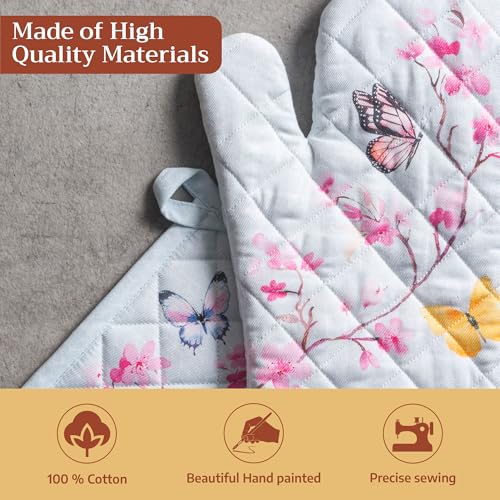 100% Cotton Oven Mitt & Pot Holder Set