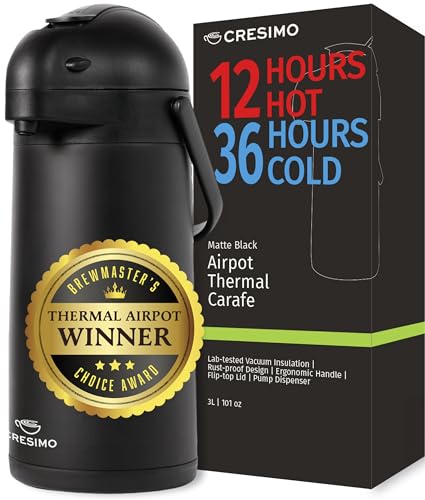 Airpot Coffee Carafe Dispenser with Pump Black 12 Hours Hot Water Retention