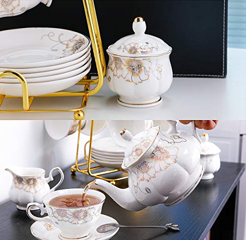 Tea Set 22 Piece Porcelain Ceramic Coffee (22 Count)