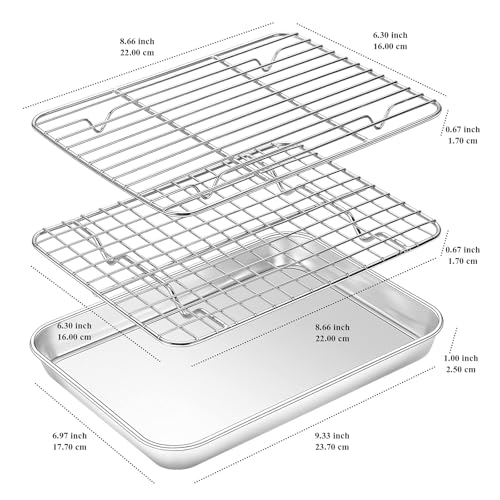 Stainless Steel Baking Sheet Cookie Sheet Pan with Cooling Rack Set of 4