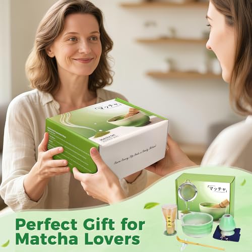 Matcha Set 10 Pcs Japanese Matcha Whisk Set with Ceramic Bowl (10 Count)