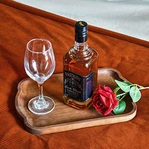 Rustic Wood Serving Tray Set of 2 Brown Rectangular Decorative Trays Farmhouse Charcuterie Boards Platter for Food (2 Count)