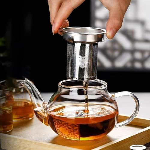 Glass Teapot with Infuser Clear Glass Tea Kettle 1000 ml Tea Pot for Stove Top