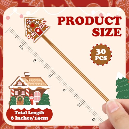 30 Pcs Christmas Drink Stirrers Gingerbread House Stir Sticks (30 Count)