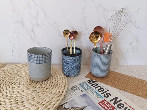 Stoneware Coffee Bar Utensil Holder Tea & Coffee Spoon & Stirrer Holder for Stir Stick Straw Teaspoon Holder Espresso Spoon Cup Small Utensil Jar