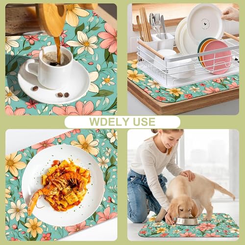 Dish Drying Mat for Kitchen Counter Absorbent Dish Coffee Mat 16"X24"