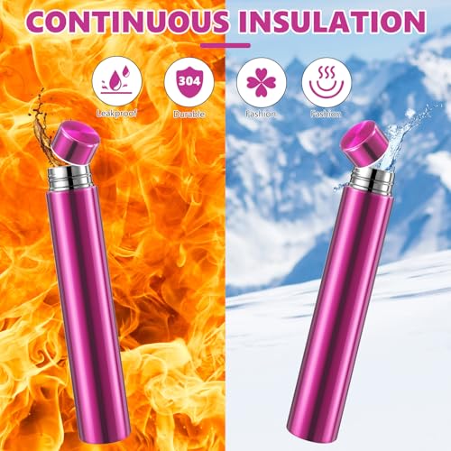 1 Pack Hot Pink Slim Stainless Steel Water Bottle 8.8 oz