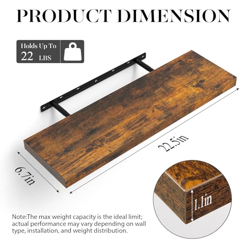 Rustic Brown Floating Shelves 22.5in