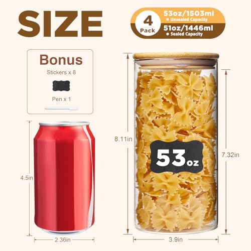 53oz Glass Food Storage Jars (4 Count)