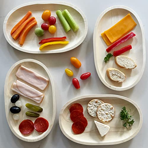 Woodard & Charles Whitewash Oval Wood Serving Trays (4 Count)