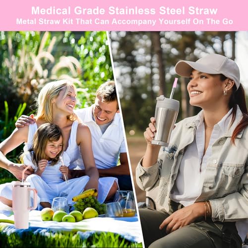 Quality Upgraded 9In Medical Grade 316 Stainless Steel Straws Set 1 PCS with 3 Silicone Accessories