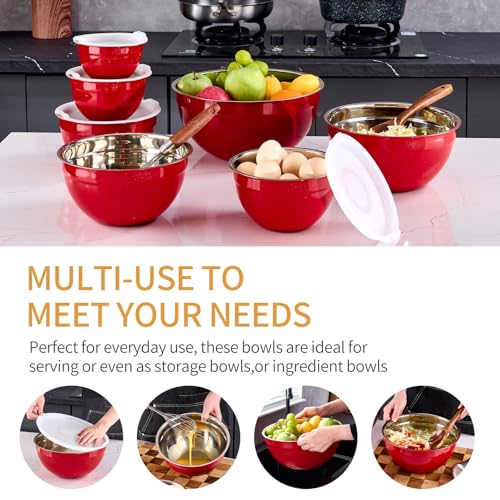 Red Mixing Bowls With Airtight Lids