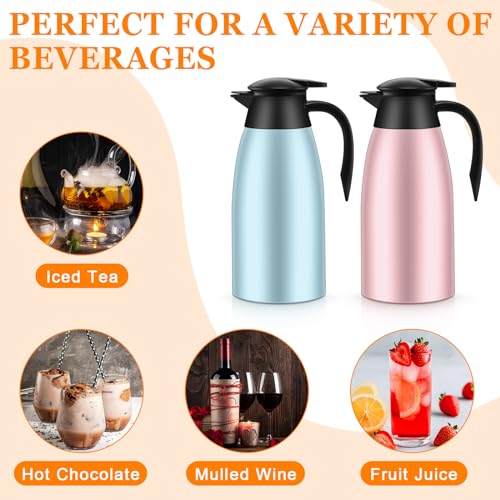 2 Pcs Thermal Coffee Carafe Insulated Stainless Steel Coffee Carafe for Hot Liquid Vacuum Thermal Pot Creamer Pitcher Dispenser with Brushes Keeping Hot Water Milk