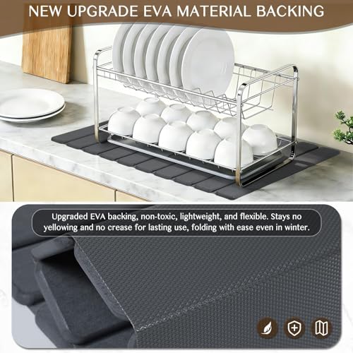 Large Stone Dish Drying Mat for Kitchen Counter (2 Count)
