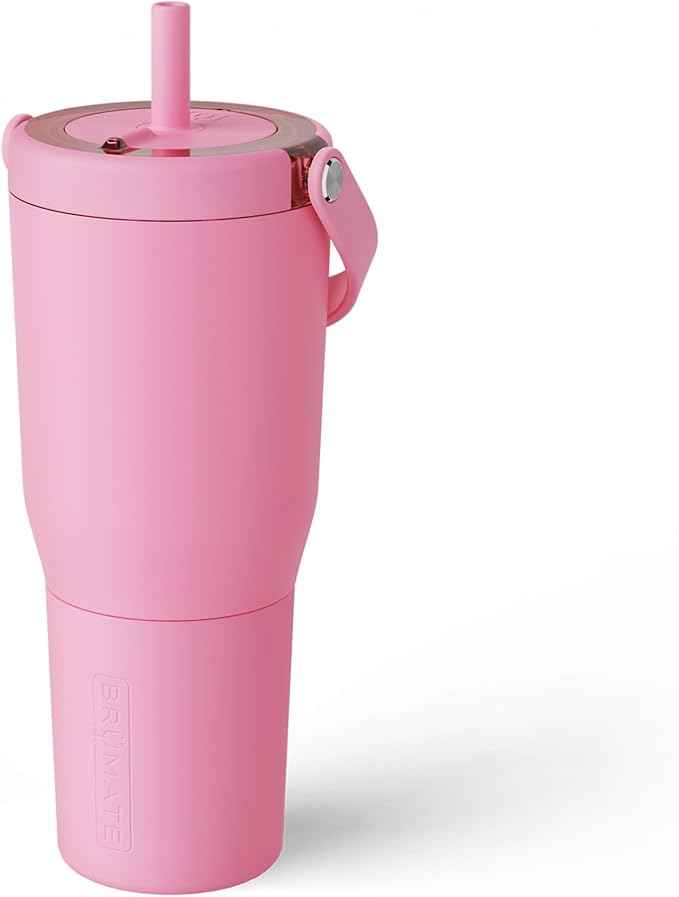 BrüMate Resa 35oz 100% Leakproof Travel Tumbler with Handle & Straw | Flexible SoftSip Straw | Silicone Sleeve for Durability | Stainless Steel | Cup Holder & Travel Friendly Water Bottle | (Primrose)