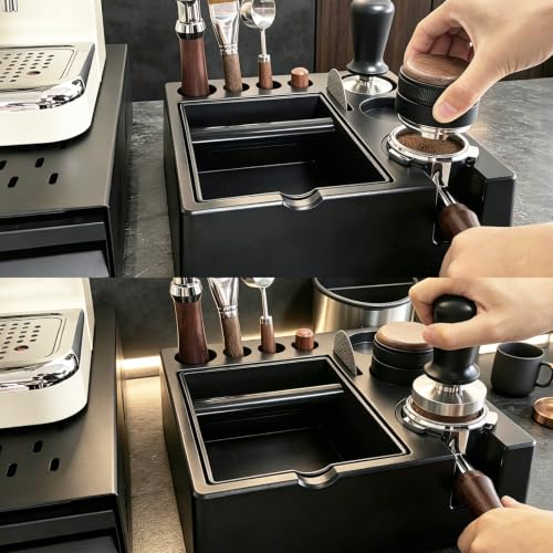 Espresso tamping station knock box