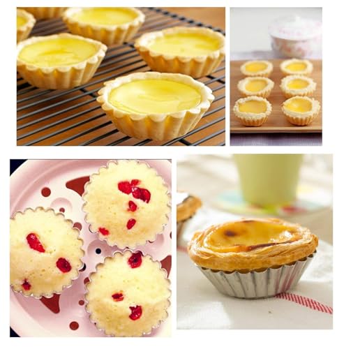 50 Pieces Aluminum Egg Tart Mold Small Tart Pie Tin Mini Cupcake Cake Muffin Cookie Mold Baking Cups (50 Count)