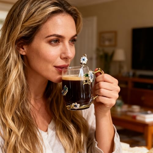Best Gifts For Women Mom Blue Glass Coffee Tea Mug Unique Birthday Christmas Gift For Women Who Have Everything