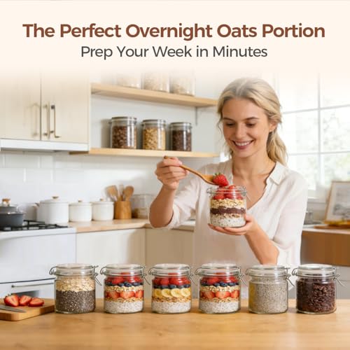 17 oz Overnight Oats Containers with Lids 6 Pack Wide Mouth (6 Count)