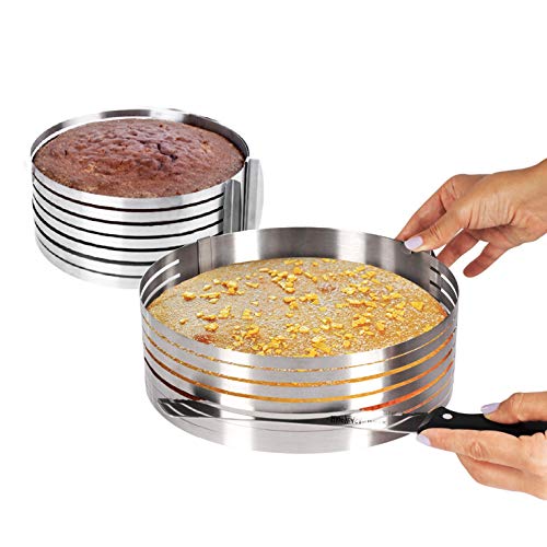 Stainless Steel Mousse Cake Rings 2 Pieces Cakes Slicer Adjustable Multilayer Circular Molding Plating Forming Round Pastry Rings