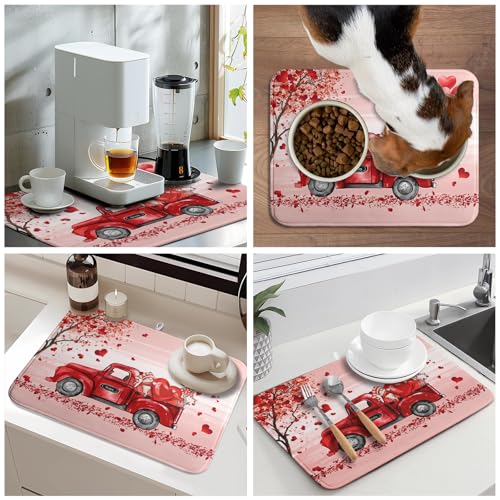 Valentine's Day Dish Drying Mats for Kitchen Counter