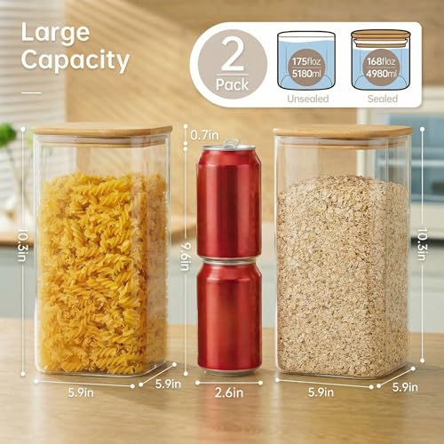 168oz 2 Pack Large Glass Storage Containers with Lids for Pantry Storage (2 Count)