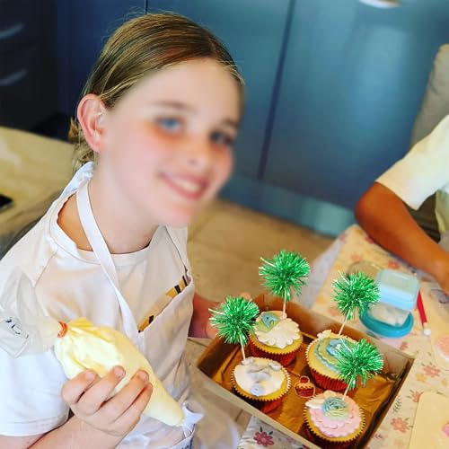30Pcs Foil Firework Cupcake Toppers Party Birthday Cake Toppers Supplies Sparkle Tinsel Cocktail Fruit Toothpick for Birthday Wedding Graduation Party Supplies Green (30 Count)