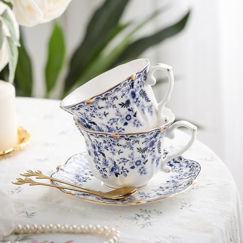 Country Roses 18 Peices Bone China Tea Cup And Saucer Set (18 Count)