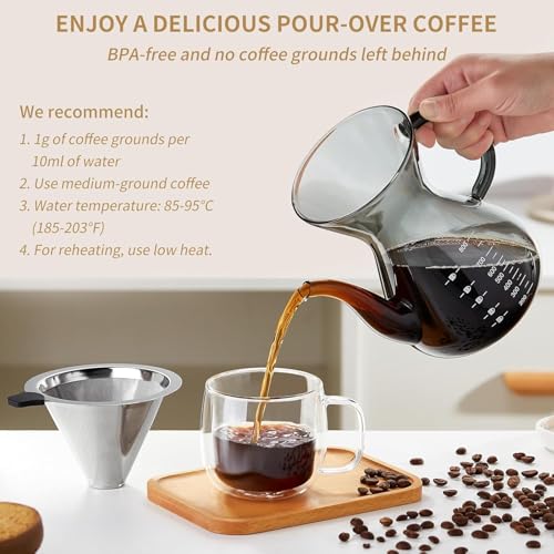 Pour Over Coffee Maker with Double Stainless Filter 27 fl oz