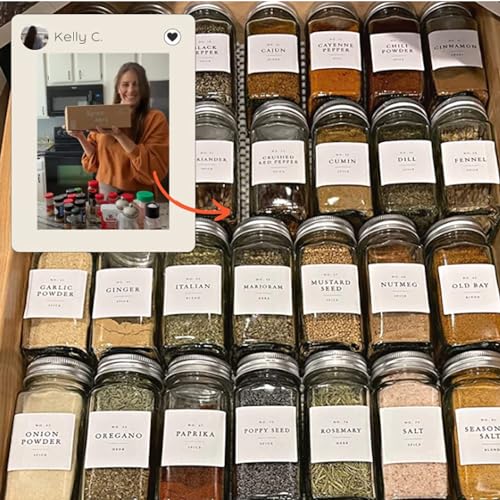 Minimalist Spice Jars with Labels (36 Count)