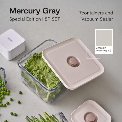 Premium Airtight Food Storage Container. Special Edition Mercury Color 8P