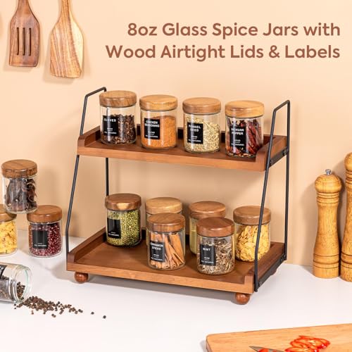 Glass Spice Containers for Kitchen (12 Count)