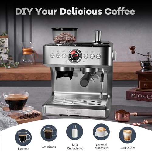 Espresso Machine with Grinder & Milk Frother