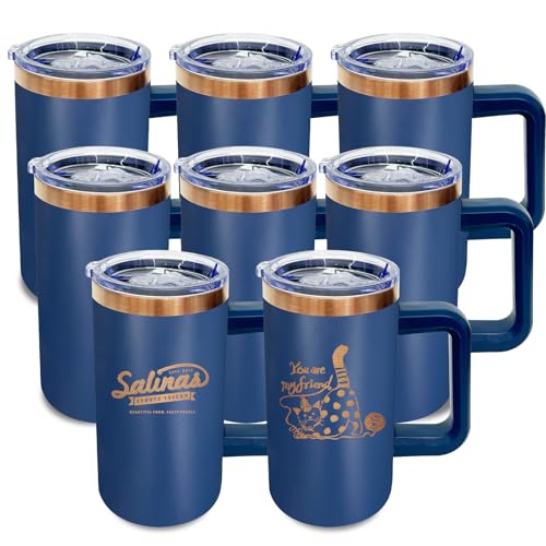 22oz Insulated Coffee Mug Bulk with Handle and Lid Navy (8 Count)