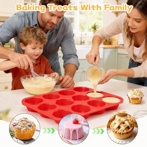 12 Cups Silicone Muffin Pans for Baking (2 Count)