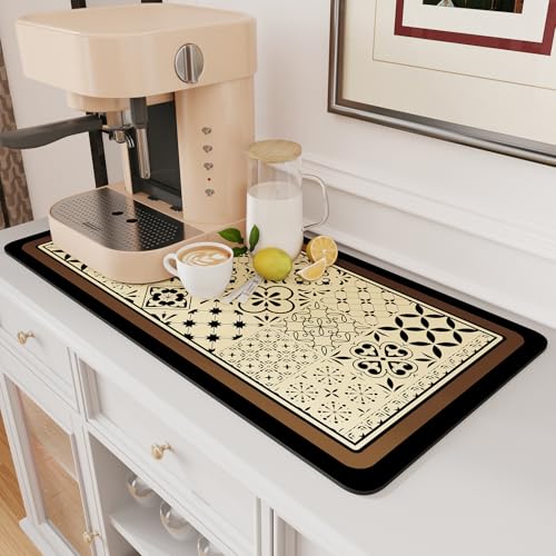 Coffee Mat Hide Stain Rubber Backed Absorbent Dish Drying Mat for Kitchen Counter