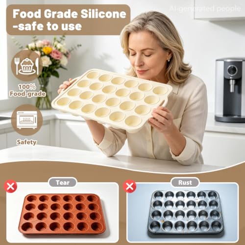 Beige Mini Silicone Muffin Molds (2 Count)