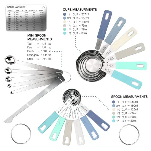 22 Piece Stainless Steel Measuring Cups and Spoons Set