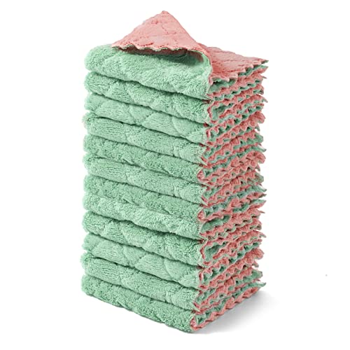 12 Pack Microfiber Dish Cloths for Kitchen Washing Dishes (12 Count)