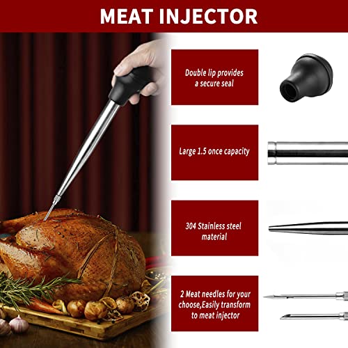 Turkey Baster Syringe for Cooking Meat Injector Set with 2 Marinade Needles