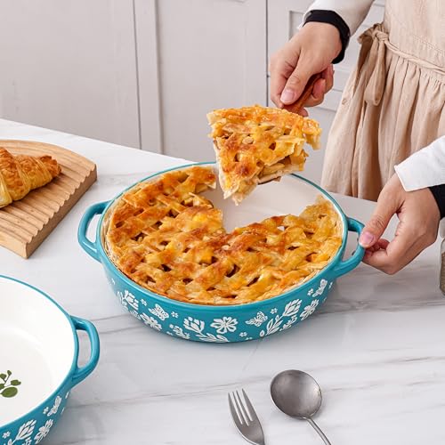 Pie Pan Ceramic Pie Dish 9.8 Inches Pie Plate Porcelain Deep Dish Pie Pan Non
