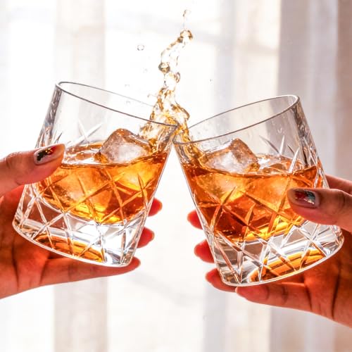 Crystal Whiskey Glasses Set of 2 Hand Blown Old Fashioned Glasses (2 Count)