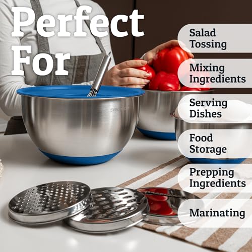 Stainless Steel Mixing Bowls with Lids Set (5 Count)