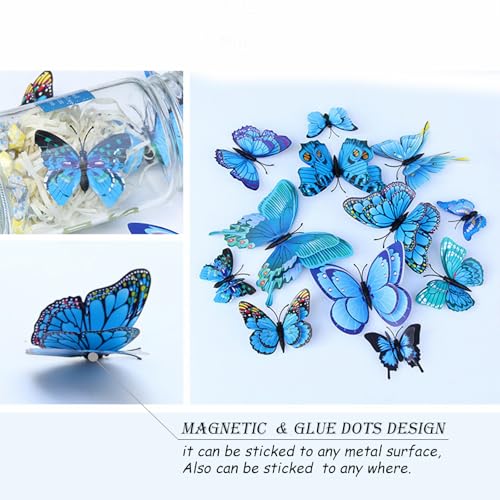 3D Butterfly Wall Decor Butterfly Decorations Stickers with Magnets (72 Count)