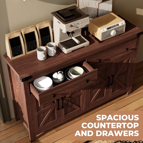 Buffet Cabinet with Storage Farmhouse with 4 Doors and 2 Drawers