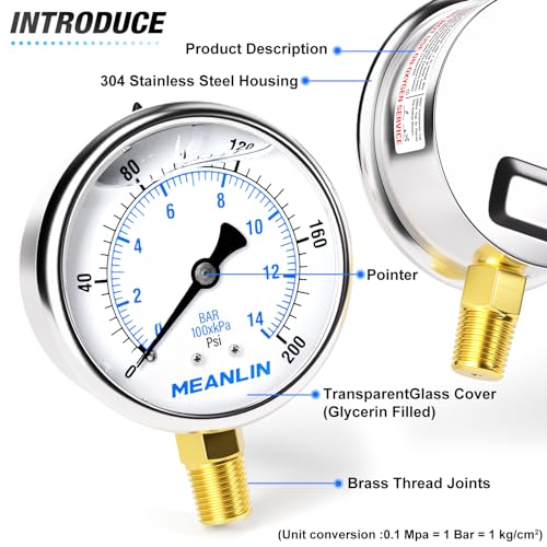 0~200Psi Stainless Steel 1