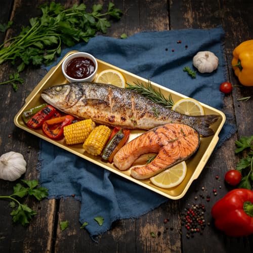 2Pcs 304 Stainless Steel Food Serving Trays