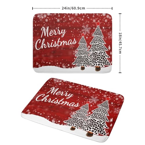 Merry Christmas Tree Red Dish Drying Mat for Kitchen Counter