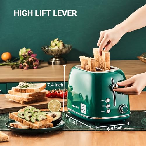 2 Slice Toaster Retro Stainless Steel with Bagel