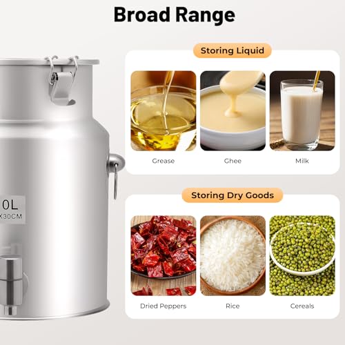 2.64 Gal 304 Stainless Steel Milk Can with Faucet and Sealing Lid
